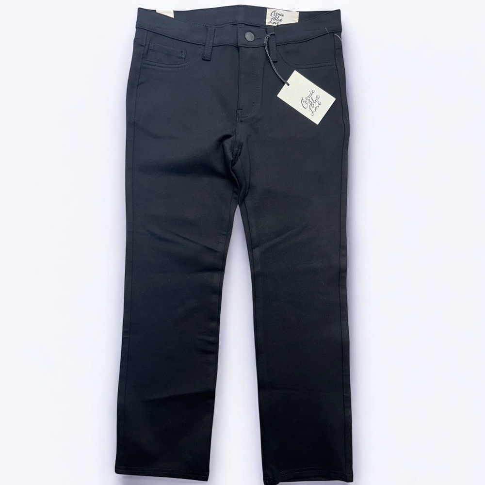 Cosmic Blue Love Leggings 26P Black Stretch Cropped Ponte Skinny Pants Career